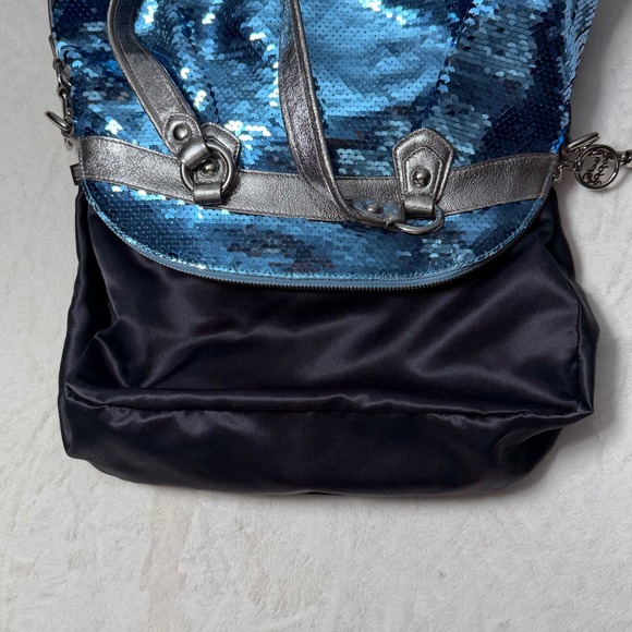 Coach Limited Edition Poppy Sequins Bag Blue Silver Metallic Discontinued - Picture 7 of 7